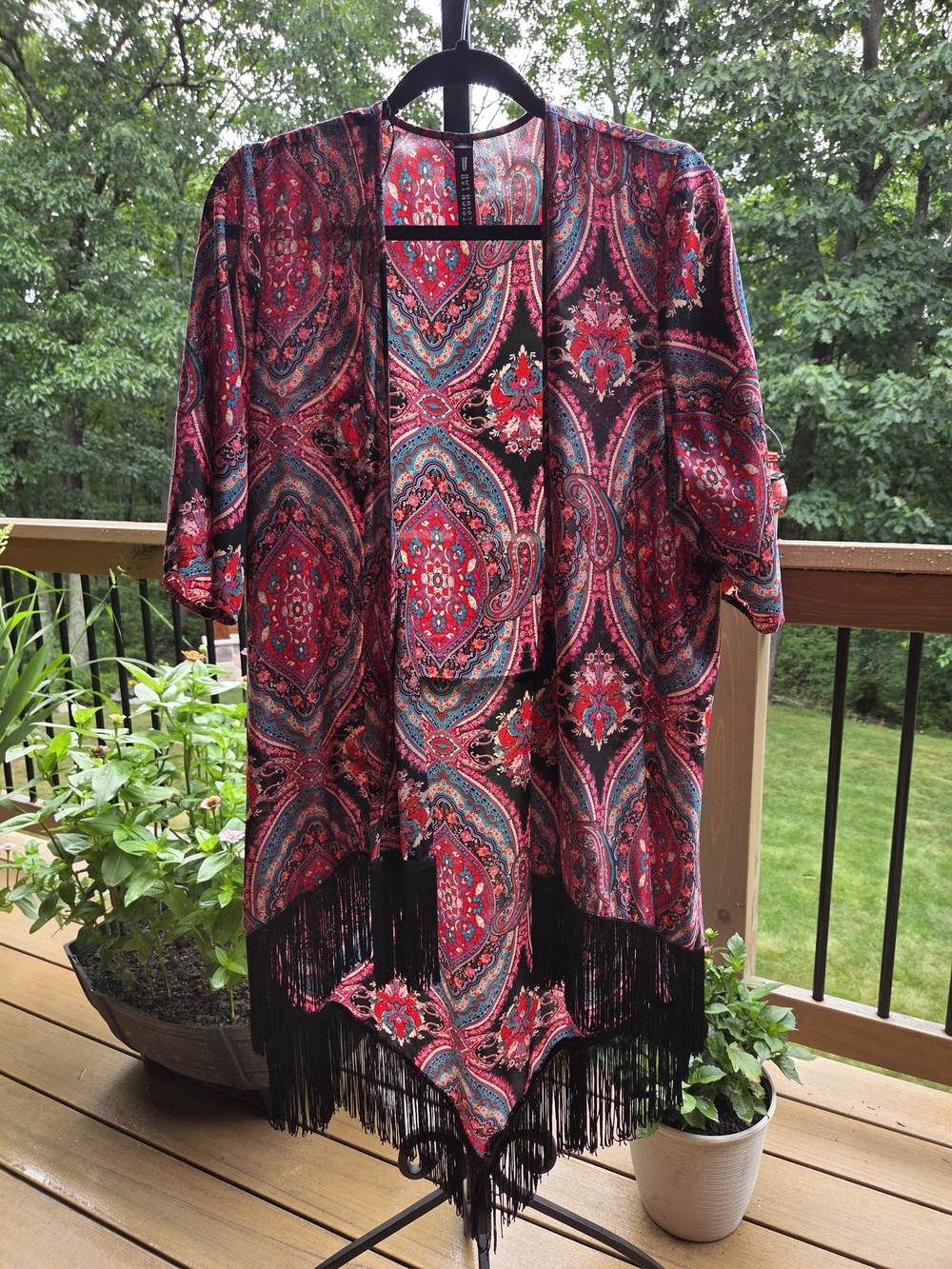 Design Lab Lord & Taylor Pink and Turquoise Paisley Top